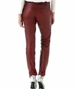 women burgundy leather pants