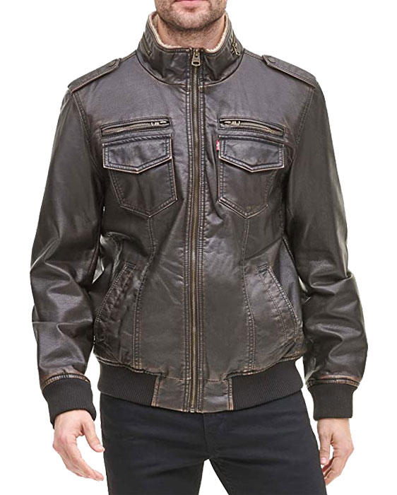 levi's leather jacket mens
