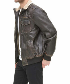 bomber leather jacket mens, levi's leather jacket mens