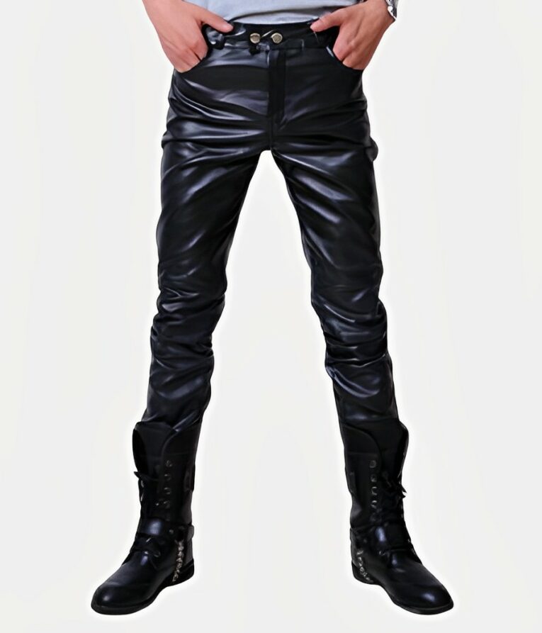 Men's Leather Pants Skinny leather trousers men are comfortable