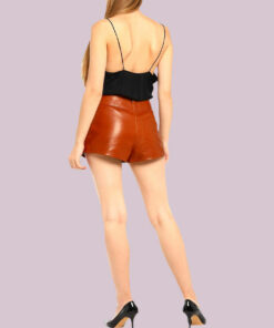 Brown Faux Leather Shorts