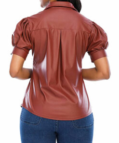 woman leather shirt