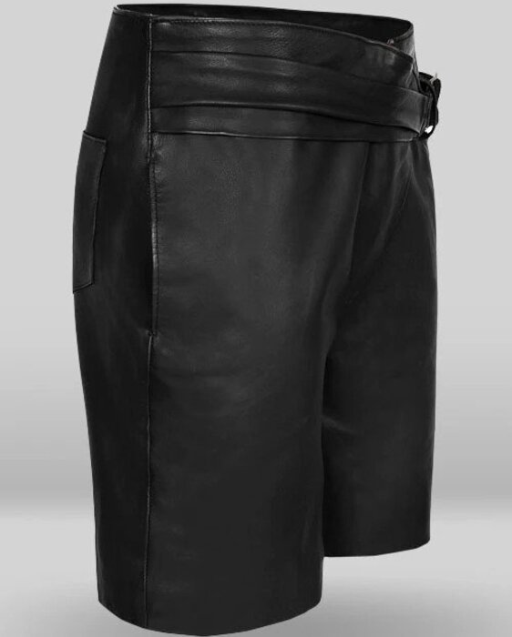 mens faux leather shorts
