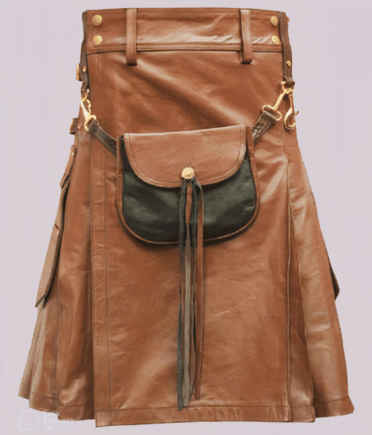 brown leather kilts & brown leather utility kilt are a stylish piece of clothing