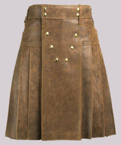 Leather kilt men & brown leather kilt is unique and stylish piece of clothing